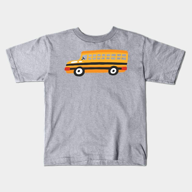 Schoolbus Illustration Kids T-Shirt by JunkyDotCom